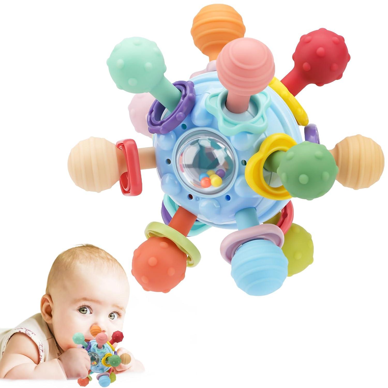 ololiy Montessori Baby Sensory Teething Ball & Rattle Toy for 0–12 Monthsloliy
