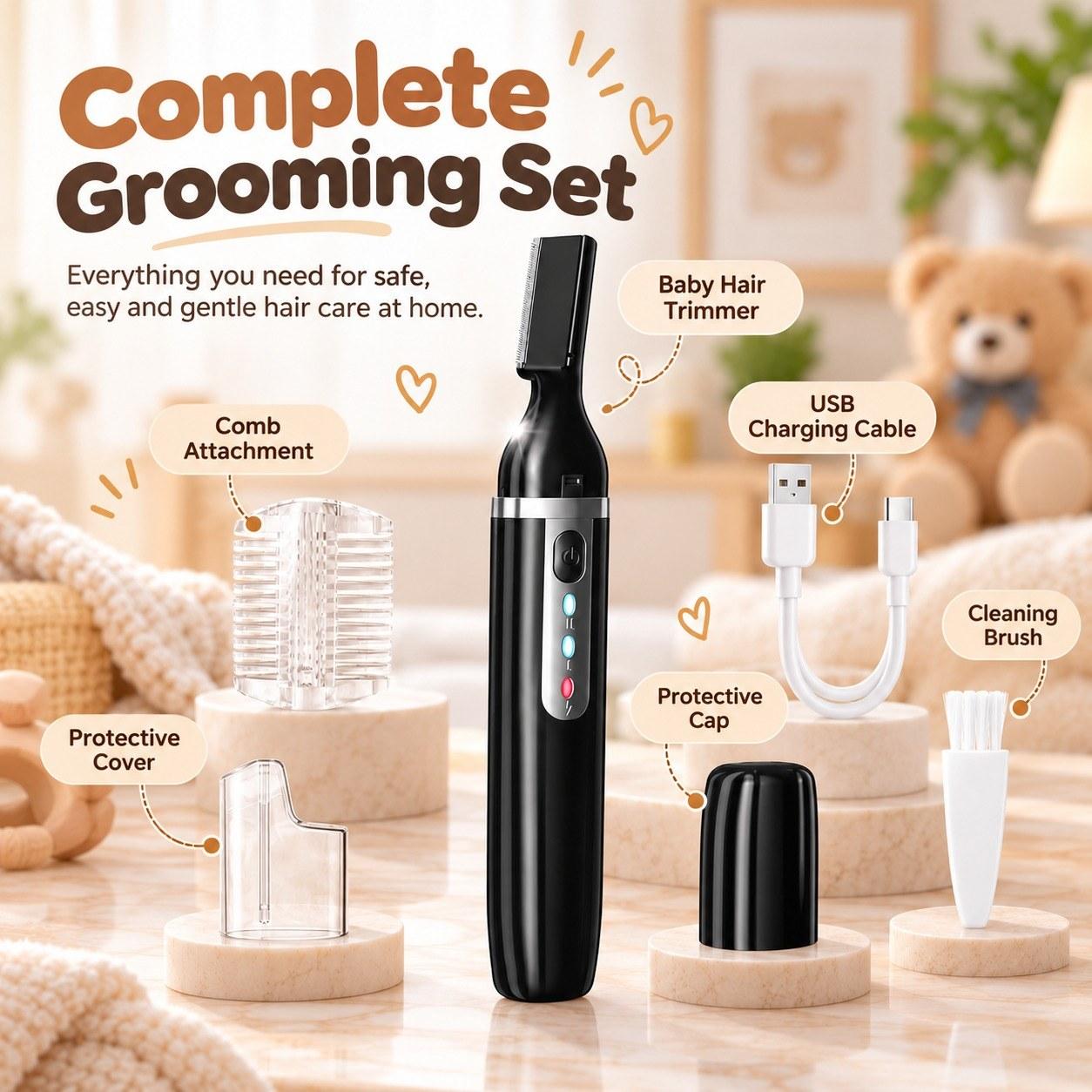 ololiy Baby Hair Clipper Kit – Quiet Vacuum Trimmer with Ceramic Blade, Waterproof & Rechargeable