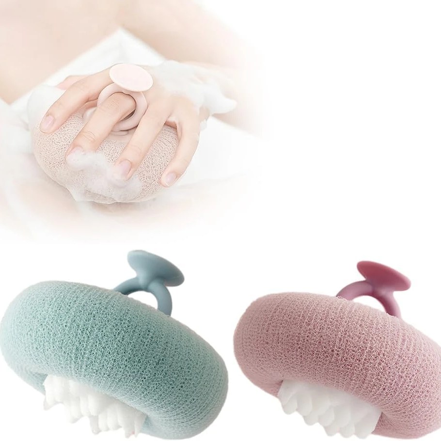 Ololiy Kids 2-in-1 Sunflower Bath Sponge with Suction Cup – Small Hand Size, Super Soft