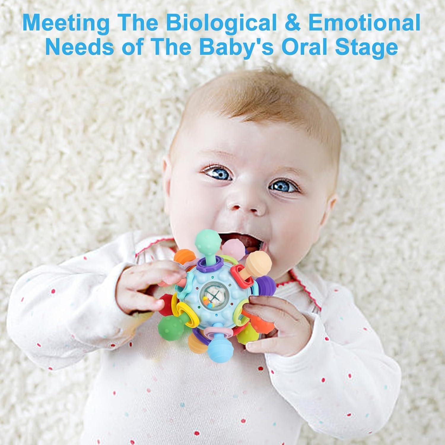 ololiy Montessori Baby Sensory Teething Ball & Rattle Toy for 0–12 Monthsloliy